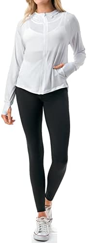 חולצות קפוצ'ונים קלים לנשים UPF 50 + הגנה על שמש ז'קט יבש מהיר עם חור אגודל לאימון ריצה