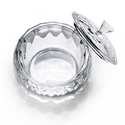 עגול קריסטל ברור אקריליק נוזל אבקת זכוכית מנומר צלחת זכוכית כוס עם כובע מכסה קערת עבור אקריליק