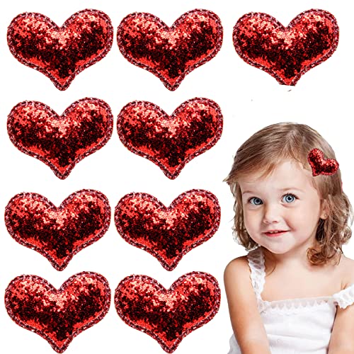 חג האהבה גליטר לב שיער קליפים עבור בנות נצנצים לב שיער סיכות לחג האהבה חגים, 10 יחידות
