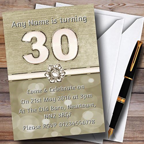 הזמנות לטיטניום זהב ולבן 30 הזמנות למסיבת יום הולדת בהתאמה אישית