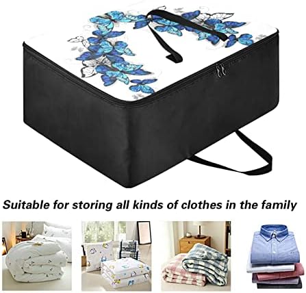 Alaza Blue Butterfly במיוחד שקית אחסון גדולה שטח שטח שטח שטח תיק כביסה שמיכה מצעי מזוודות מזוודות מארגן