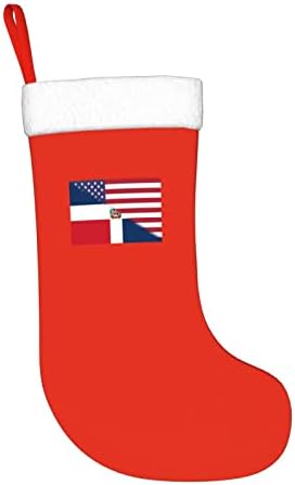 דגל ודגל אמריקאי של גרבי חג המולד של הרפובליקה הדומיניקנית, מתנות למסיבת חג חג המולד לקישוטים לחג משפחתי בגודל