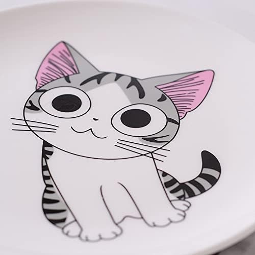 קריקטורה חתול קרמיקה צלחת מטבח יצירתי צלחת חמוד לבן צלחת סטייק אורז מרק עצם סין כלי שולחן מתנה קרמיקה