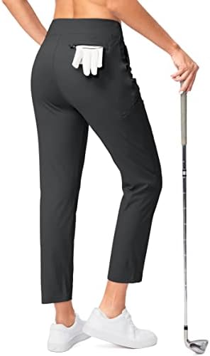מכנסי גולף לנשים של Santiny עם 3 כיסי רוכסן 7/8 מתיחה מכנסי קרסול מותניים גבוהים לנשים עבודות נסיעות