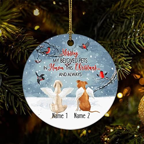 קישוטי עץ חג המולד מיס חיות מחמד אהובות בשמיים שם כלב מותאם אישית שם קישוט חג המולד שמור על קישוט