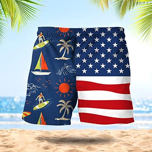 גברים של בגד ים קטן גברים של אביב קיץ מקרית מכנסיים מכנסיים דגל מודפס טלאי ספורט ארוך בגד ים