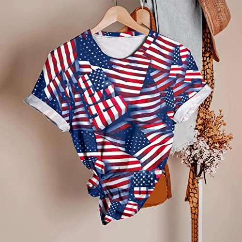 4 ביולי חולצות לנשים קיץ שרוול קצר חולצת טי חולצת טי דגל אמריקאי כוכבים חולצת פסים חולצות טוניקה