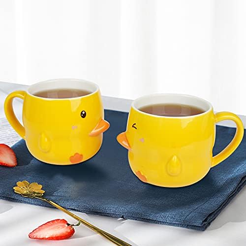 טוקוטו מצחיק קרמיקה ברווז קפה ספל 14 עוז תה כוס לנשים חמוד צהוב ספל עם מכסה