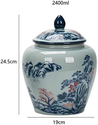 Ｋｌｋｃｍｓ חרסינה כחולה ולבן צנצנת ג'ינג'ר אגרטל הבית תפאורה ביתית סינית עתיקה תצוגה עדינה צבועה ביד