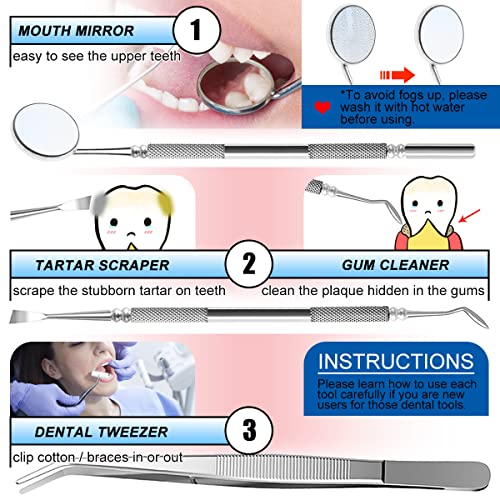 כלי שיניים להסרת פלאק וטרטר, כלי ניקוי שיניים מקצועיים, ערכת טיפול אוראלי של היגיינת שיניים נירוסטה עם