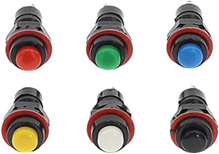6 יחידות 10 ממ הנעילה עצמית/מתג לחיצה על כפתור OFF-ON OFF-ON 2A/125V MinityPE מתג לחצן מתג 6 צבע-