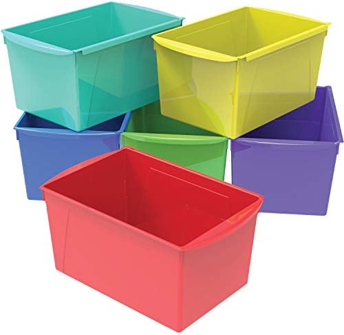 Storex Double XL רחב ספרים סל אחסון, 7 x 9.2 x 14.5 , אדום, צהוב, ירוק, צהבה, כחול, סגול