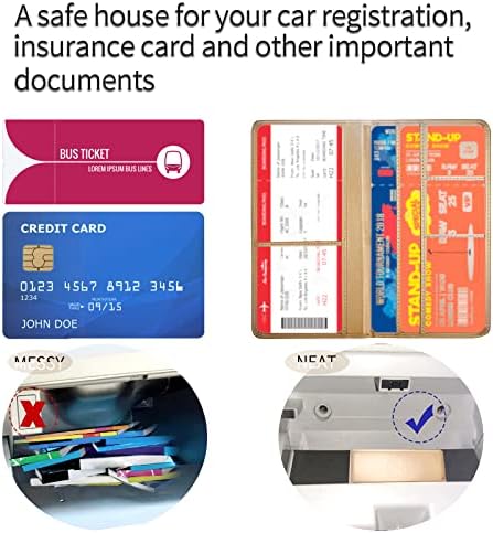 מחזיק כרטיסי רישום וכרטיסי ביטוח לרכב - תיבת כפפות רכב עור מסמכי רכב מסמכי ניירת מארגן מארגן תיקים