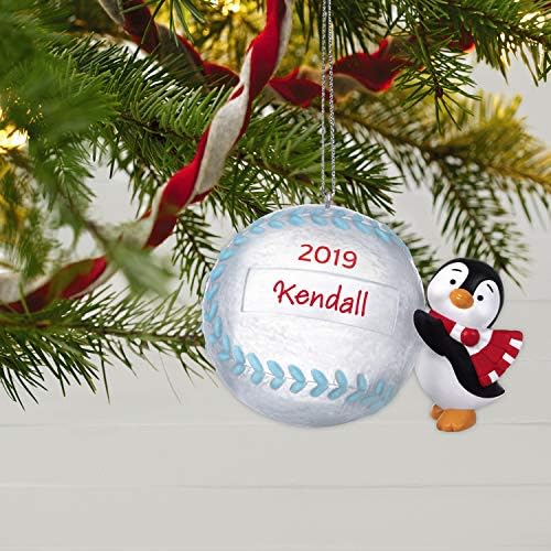 Hallmark Keepsake חג המולד לשנת 2019 מיום כוכב בייסבול פינגווין DIY קישוט מותאם אישית,