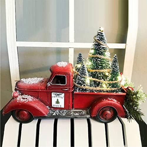 משאית חווה אדומה מרכז חג המולד, חתיכת חווה אדומה של משאית אדומה של חג המולד וינטג 'טנדר אדום עם
