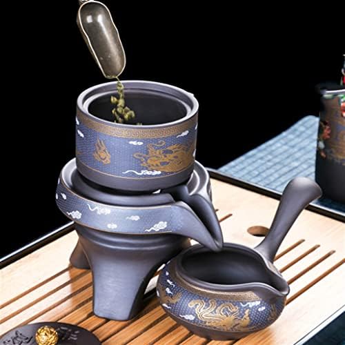 BBSJ ביתי מבשלת תה סיבוב טחנת אבן אוטומטית סט תה שלם עם קומקום ותה ספל תה